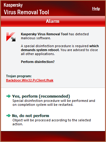 Kaspersky Virus Removal Toolその2